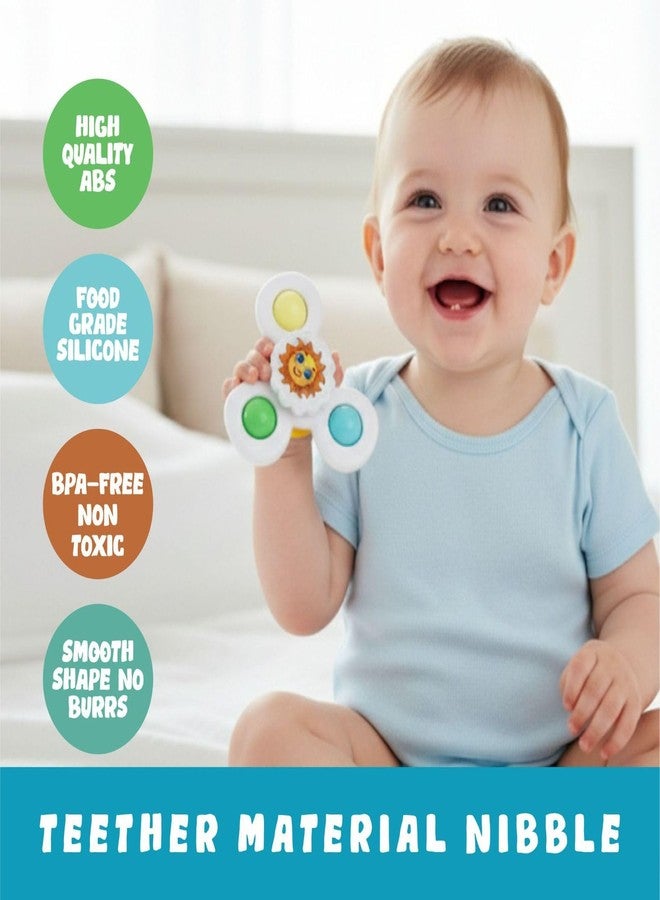 TEC TAVAKKAL Strong Suction Cup Fidget Rotating Sensory Bath Toys for Baby 6 12 18 Months Airplane Car Travel Table & Window Toys for 1 2 Years Old Toddler Boys and Girls (Sun Spinner) - Image 4